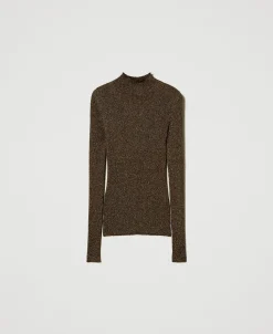 Maglia Lupetto In Filato Lurex