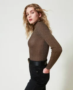 Maglia Lupetto In Filato Lurex