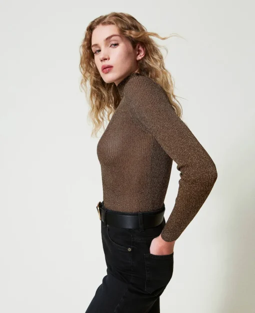 Maglia Lupetto In Filato Lurex