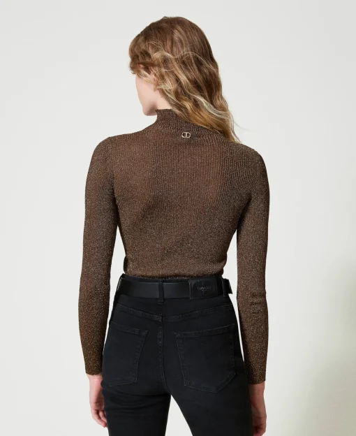 Maglia Lupetto In Filato Lurex
