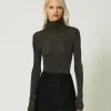 Maglia Lupetto In Lurex A Coste