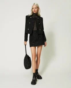 Maglia Lupetto In Lurex A Coste