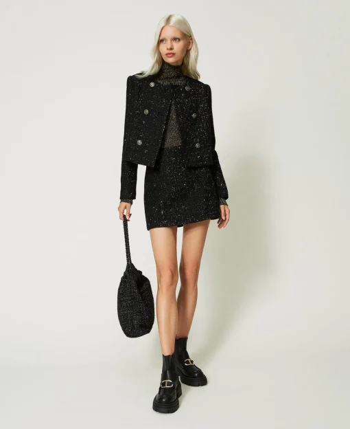 Maglia Lupetto In Lurex A Coste