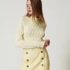 Maglia Lupetto In Misto Lana Con Trecce