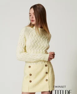 Maglia Lupetto In Misto Lana Con Trecce