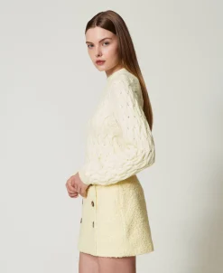 Maglia Lupetto In Misto Lana Con Trecce