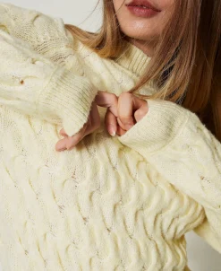 Maglia Lupetto In Misto Lana Con Trecce