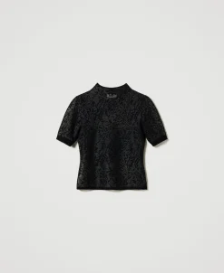 Maglia Lupetto Jacquard Effetto Pizzo