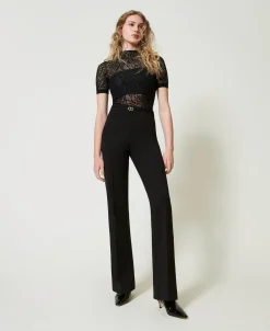 Maglia Lupetto Jacquard Effetto Pizzo