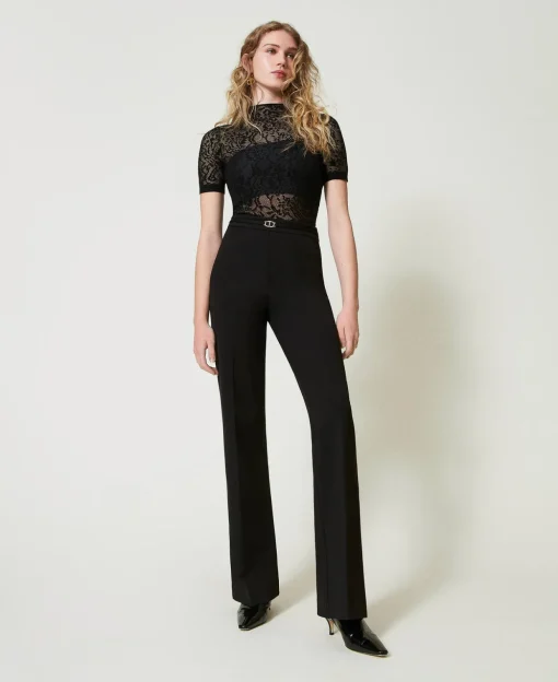 Maglia Lupetto Jacquard Effetto Pizzo