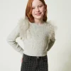 Maglia Regular Con Balze In Tulle