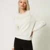 Maglia Regular In Misto Lana Con Piume