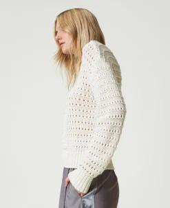 Maglia Traforata Con Paillettes