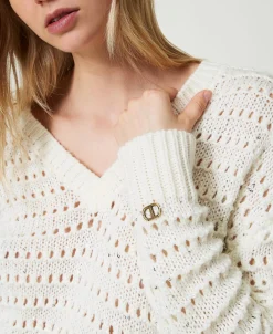 Maglia Traforata Con Paillettes