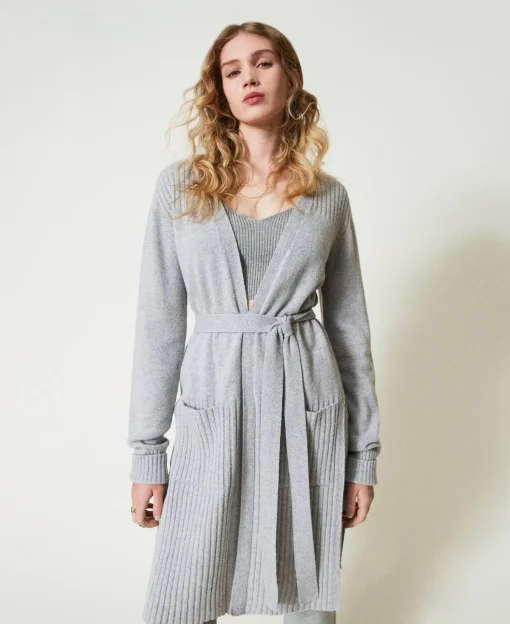 Maxi Cardigan In Misto Lana E Lurex