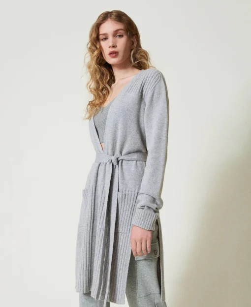 Maxi Cardigan In Misto Lana E Lurex
