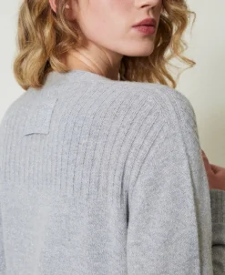 Maxi Cardigan In Misto Lana E Lurex