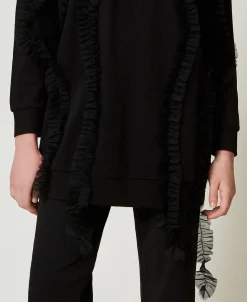 Maxi Felpa Con Volant In Tulle