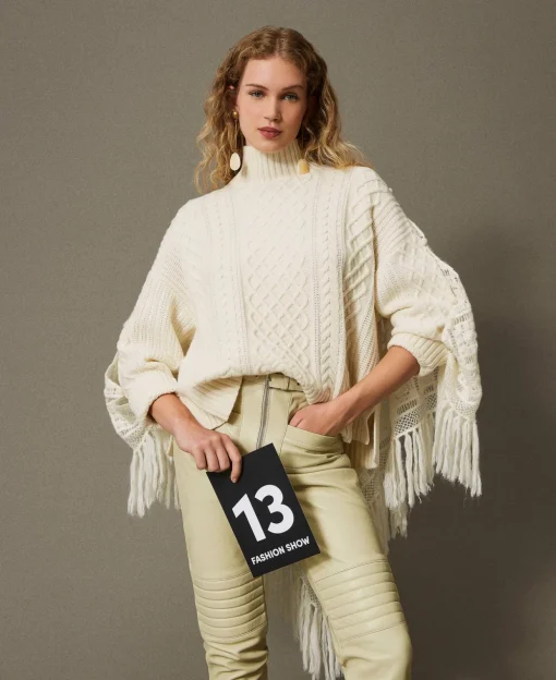 Maxi Maglia In Misto Lana Con Stola