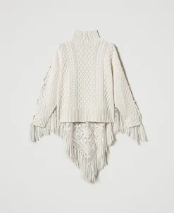 Maxi Maglia In Misto Lana Con Stola