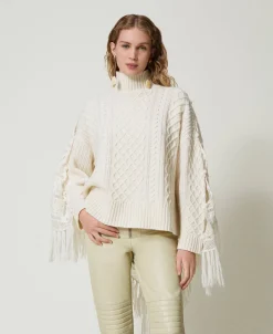 Maxi Maglia In Misto Lana Con Stola
