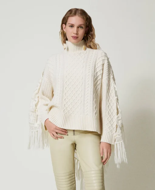 Maxi Maglia In Misto Lana Con Stola