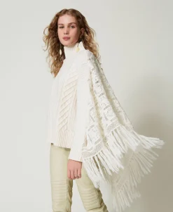 Maxi Maglia In Misto Lana Con Stola