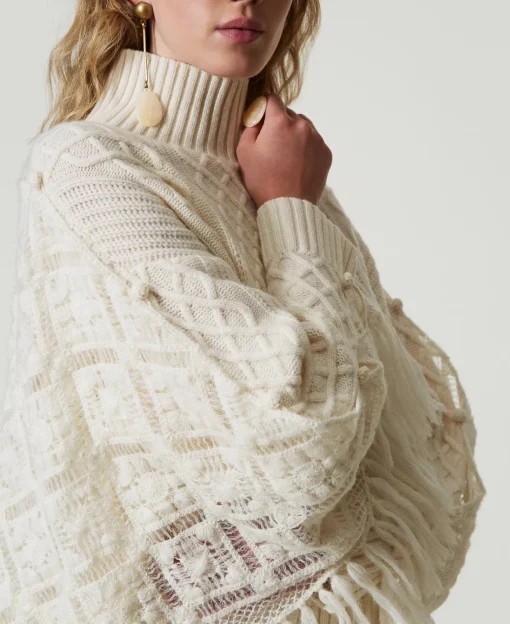 Maxi Maglia In Misto Lana Con Stola