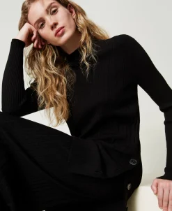 Maxi Maglia Plissé Con Bottoni