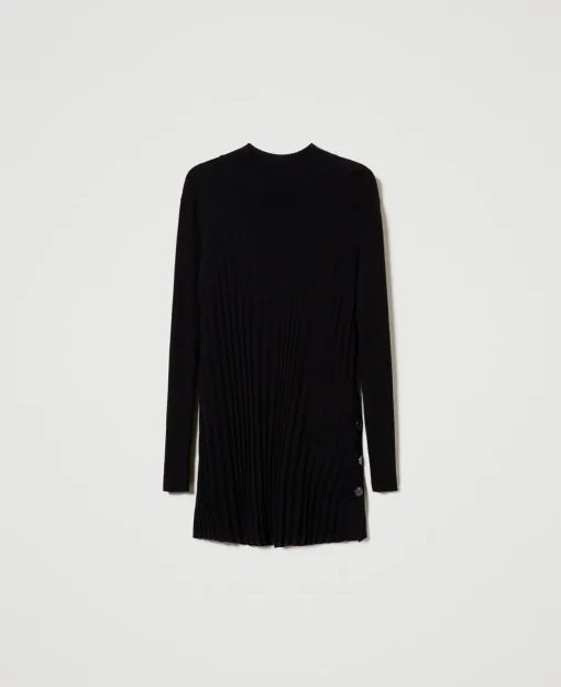 Maxi Maglia Plissé Con Bottoni