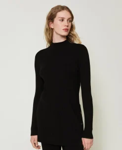 Maxi Maglia Plissé Con Bottoni