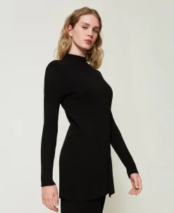 Maxi Maglia Plissé Con Bottoni