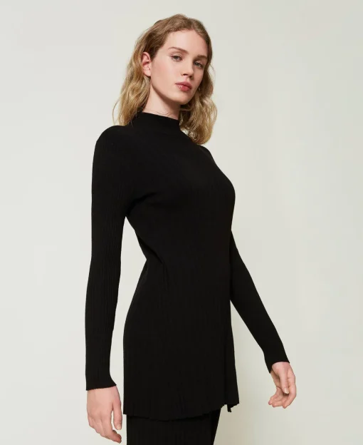 Maxi Maglia Plissé Con Bottoni