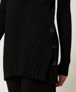 Maxi Maglia Plissé Con Bottoni