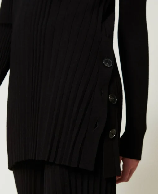 Maxi Maglia Plissé Con Bottoni