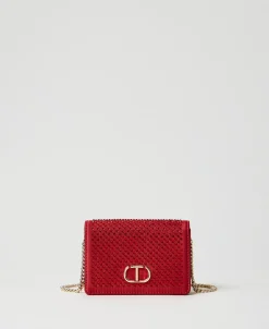 Mini Borsa A Tracolla In Raso Con Strass