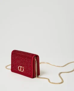 Mini Borsa A Tracolla In Raso Con Strass