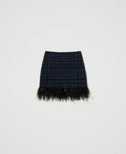 Minigonna Bouclé Con Piume
