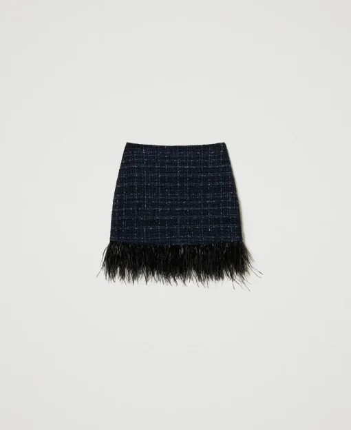 Minigonna Bouclé Con Piume