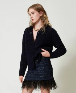 Minigonna Bouclé Con Piume