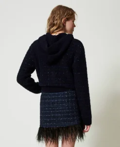 Minigonna Bouclé Con Piume