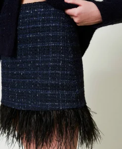 Minigonna Bouclé Con Piume