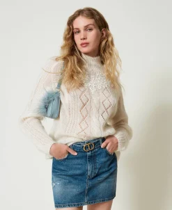 Minigonna In Jeans Con Cintura