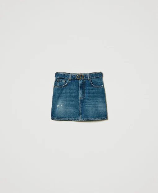 Minigonna In Jeans Con Cintura