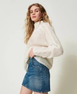 Minigonna In Jeans Con Cintura