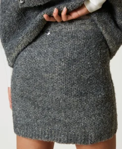 Minigonna In Maglia Bouclé Riciclata