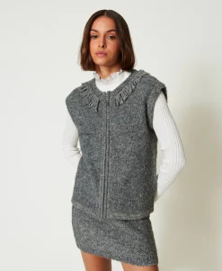 Minigonna In Maglia Bouclé Riciclata