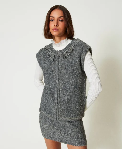 Minigonna In Maglia Bouclé Riciclata