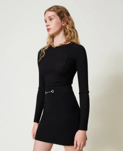 Minigonna In Maglia Con Applicazione Bijoux