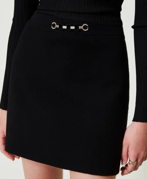 Minigonna In Maglia Con Applicazione Bijoux